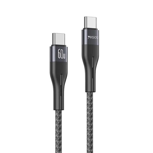 کابل دو سر Type-C یسیدو مدل YESIDO CA601 USB-C PD 60W مشکی طول 1 متر